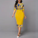 Chic Floral Midi Dress with Flowy Hem