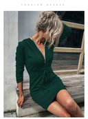 Women's Stylish Hooded Dress with Zipper and Adjustable Waist