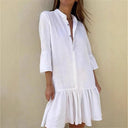 Chic Women's Ruffled Shirt Dress