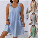 Stylish Women's Dress with Pockets and Thin Straps