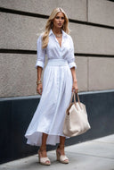 Chic Asymmetric Hem Women's Shirt Dress