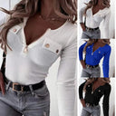 Chic Women's Long Sleeve Bodysuit with Zipper & Button Detail