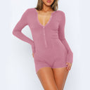 Chic Women's Long Sleeve Bodysuit with Button Detail