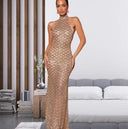 Glamorous High Neck Halter Evening Dress for Women