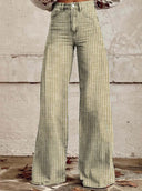 Chic High-Waisted Wide-Leg Jeans with Trendy Stripes