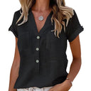Women's Linen Blouse with Button Detail