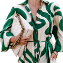 Chic Long Sleeve Dress with Modern Graphic Design