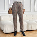 Stylish Women's High-Waist Check Carrot Pants