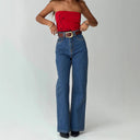 High-Waist Wide Leg Jeans with Chic Waist Design