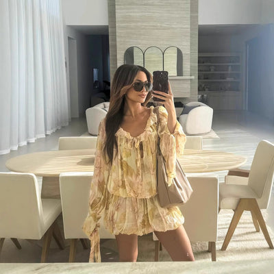 Floral Chiffon Blouse with Statement Sleeves