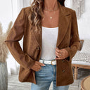 Fashionable Corduroy Women’s Blazer Jacket with Two Buttons