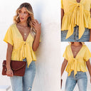 Knot Design Blouse with Frilly Hem for Women