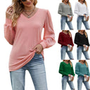 Chic V-Neck Top with Puff Sleeves for Women