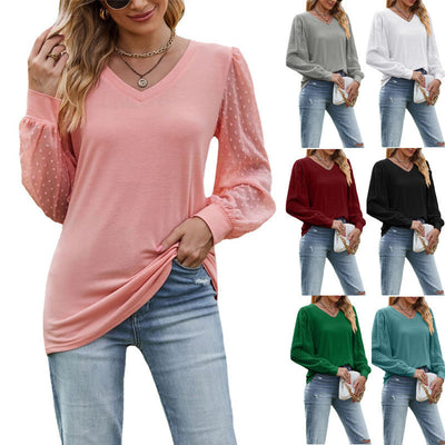 Chic V-Neck Top with Puff Sleeves for Women