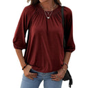 Stylish Women's Blouse with Balloon Sleeves & Stand-Up Collar