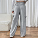 Elastic Waist Cargo Pants with Side Pockets for Women