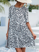 Chic Women's Ruffle Dress with Leopard Print Design