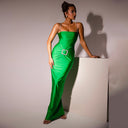 Stylish Women’s Evening Dress with Decorative Belt