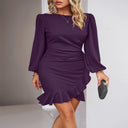 Chic Cocktail Dress with Puff Sleeves for Women