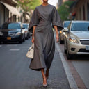 Stylish Midi Dress with Flowing Sleeves