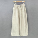 Women's Relaxed Linen Trousers with Elastic Waist & Pockets