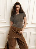 Women's Round Neck Fitted Basic Tee