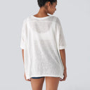 Trendy Oversized T-Shirt with Side Slits and Rolled Sleeves