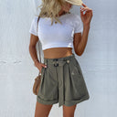 Women's Pleat Style Short Trousers with Adjustable Waist