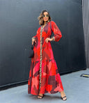 Animal Print Maxi Dress with Flowing Sleeves