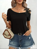 Floral Embroidered Women's T-Shirt Design