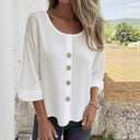 Chic Women's Blouse with Button Accents