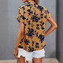 Floral Print Women's Blouse with Button Placket