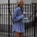 Chic Striped Women's Shirt Dress