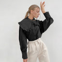 Chic Blouse with Ruffled Collar and Puff Sleeves