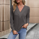 Chic Women's Long Sleeve V-Neck Blouse