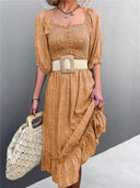 Chic Women's Ruffle Dress with Elastic Waist