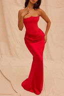 Women's Floor-Length Shimmering Waist Dress with Gathered Skirt