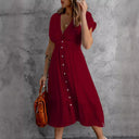 Women's Flowing Button-Detail Shirt Dress