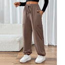 Stylish Women's Leisure Pants with Elastic Waist and Side Pockets