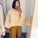 Voluminous Sleeve Women's Cropped Blouse