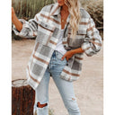 Stylish Checkered Blouse with Oversized Fit and Pockets