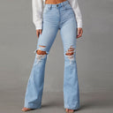 Chic Women's Flared Jeans with Distressed Detail