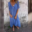 Chic V-Neck Summer Dress with Wide Sleeves