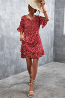 Chic Women's V-Neck Summer Dress with Flowy Sleeves