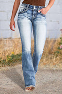 Vintage Wash Women's Bootcut Jeans with Chic Seams