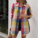 Chic Women's Long Sleeve Checked Shirt Dress