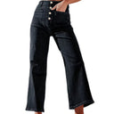 Chic High-Waisted Baggy Jeans with Button Placket & Side Pockets