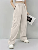 Stylish Women's Cargo Pants with Elastic Waist and Functional Side Pockets