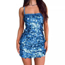 Spiral Pattern Mini Dress with Spaghetti Straps