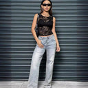 Floral Lace Women's Fitted Top